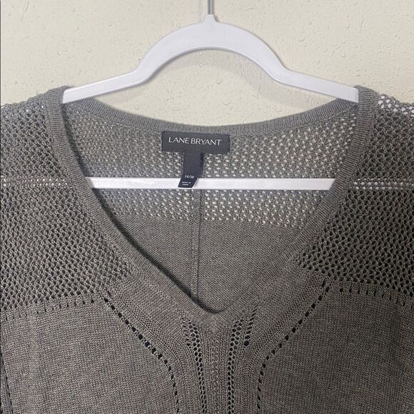 Lane Bryant Gray Knit Sleeveless V-Neck Tunic Sweater Women's Size 14/16 - Picture 5 of 14
